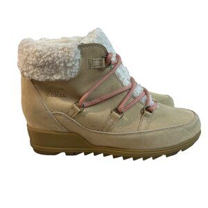 Sorel Women’s Leather Lace Boots Faux Fur Sz 11